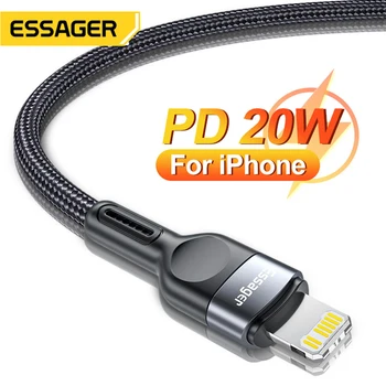Essager USB Kabelis iPhone 12 11 Mini Pro Max Xs 3A Greito Įkrovimo Data Kabelis iPhone, iPad USB Tipo C Įkroviklio Laidas