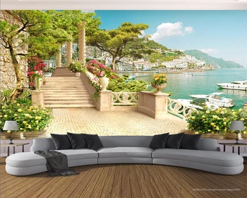 Pritaikyti Individualų modernus naujas miegamasis, svetainė, sodas, balkonai, laiptai lake view fone de papel parede tapetai