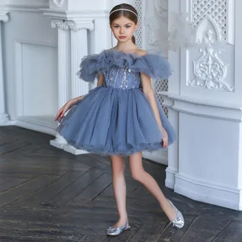 Nuo Peties Gėlių mergaičių Suknelės Princesė Kelio Ilgis Blizgučiais Merginos Inscenizacija Suknelė Vaikai Photoshoot