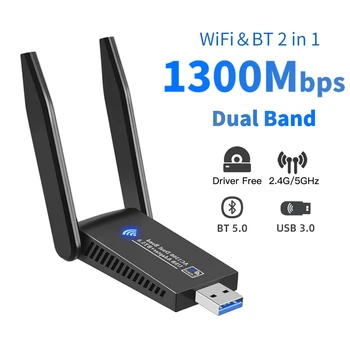 1300Mbps USB 3.0, WiFi Adapteris, Bluetooth 5.0 Dongle Dual Band 2.4 G/5 ghz WiFi 6 Tinklo Belaidžio ryšio Wlan Imtuvas KOMPIUTERIS/Nešiojamas Win11