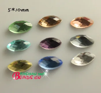 pasirinkti spalva 30pc/daug aspektų 5x10mm navette kristalų Flatback Cirkonio stiklo, akmenų, 
