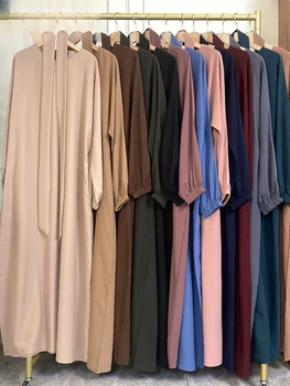 Paprastas Stilius Maroko Suknelės Kaftan Turkija Vientisos Spalvos Įlankos Abayas Islamo Moterys Ilga Suknelė Musulmonų Skraiste Saudo Ramadanas