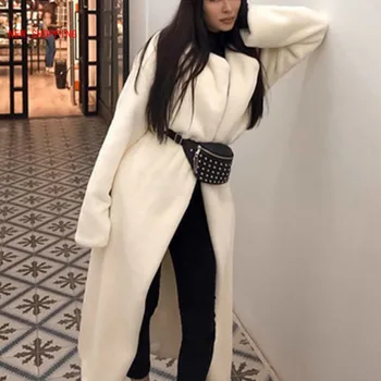 Baltas Meškiukas Paltai Dirbtiniais Kailiais Striukė Elegantiškas Ilgas Gauruotas Tranšėjos Moterų Furry Striukės Purus Dirbtiniais Kailių Paltai 2023 Žiemos Homewear