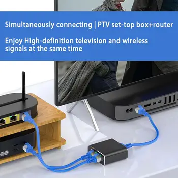 Tinklas Gigabit Ethernet Splitter 1-2 Iš Laptopo RJ45 Tinklo Išplėtimo Jungties 100M 1000M X7R8