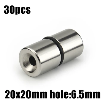 30pcs 20x20mm skylė:6.5 mm, Super Galingas, Stiprus Urmu Maži, Apvalūs NdFeB Neodimio Diskų Magnetams, N35, Retųjų Žemių NdFeB Magnetas