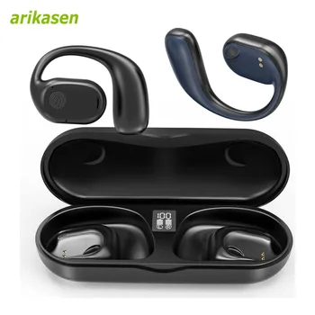 Open Ear Ausines Bluetooth 5.3 Belaidės Ausinės su Skaitmeniniu Ekranu Apmokestinimo Atveju 40 Valandų Grojimo Tiesa, Belaidžių Ausinių