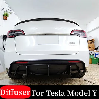 Už 2021 22 23 Tesla Model Y Automobilio Galinio Buferio Difuzorius Splitter Lūpos, Smakro Spoileris Juodas Anglies Išoriniai Priedai Tuning Dalys