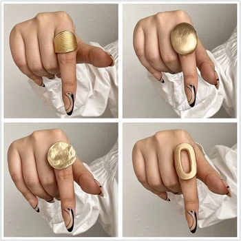 AENSOA Nereguliarus Perdėti Masyviu Aukso Spalvos Žiedais, Moterų, Vyrų Asmenybės Elastinga Virvė, Ryšys Piršto Žiedai