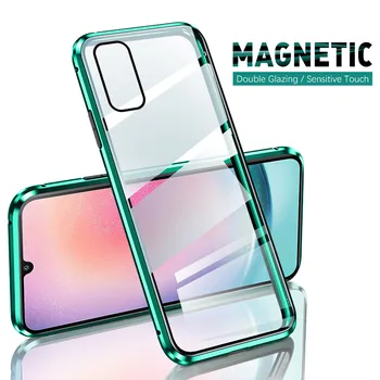 360° Magnetinis Priekiniai Back Flip Case For Samsung Galaxy A24 4G SM-A245F Sumsung 24 24A Dvipusis Grūdinto Stiklo Dangtis Fundas