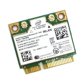 Intel 7260 AC 7260HMW Mini PCI-E Wireless Wifi Card Dual Band 867Mbps 802.11 ac 2.4 G/5 ghz 