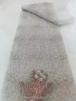 Baltosios Afrikos Blizgančiais Jaunikis Nėrinių Audinio 2023 Aukštos Kokybės Nėriniai Prancūzijos Akių Nigerijos Nėrinių Audiniai Vestuvinė Suknelė