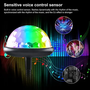 Mini LED Automobilių Atmosfera RGB Šviesos Muzikos Garso Kontrolė DJ Disco Ball Lempos Namo Šalis USB Į 