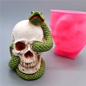 3D Snake Galvos Dvasios Silikono Formos Gipso Dervos Žvakė Betono Kristalų Užkratas Pelėsių 
