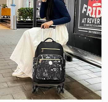18 colių Moterims nešioti ant rankų, bagažo krepšys su ratais Kelionės Vežimėlio Krepšys Mokyklos Geležinkelių Kuprinė Maišelis, Lagaminas ratinių kuprinė