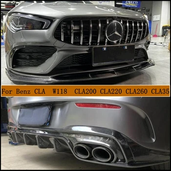 Mercedes Benz CLA W118 CLA200 220 260 CLA35 2018-2023 Nekilnojamojo Anglies Pluošto Priekinis Lip Galinis Difuzorius Kūno Pusėje Sijonas Komplektas, Spoileris
