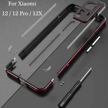 Naujas Atvykimo Atitinkančių Spalvų Aliuminio Metalo Bamperis Atveju Xiaomi Mi 12 12Pro 12X 12S Pro Padengti Atveju Carmera+Rėmas Raštas