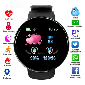 Naujas Smart Watch Vyrai Moterys Smart LED Apyrankė D18 Smartwatch Vandeniui Smart Touch Screen Apyrankę Smartband Inteligente
