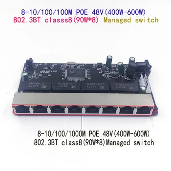 8-port 10/100/1000M POE 48V(400W-600W) 802.3 BT class8(90W.8)valdomas komutatorius