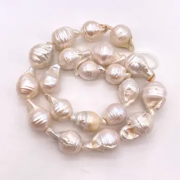 16-24mm Natūralūs Gėlo vandens Baroko Bolidas Formos Perlas 40-41cm/Strang Baltos Spalvos Karoliukai 