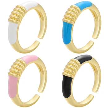 ZHUKOU 2021 NAUJAS aukso spalvos žiedų moterų kūrybos Ragų raukšlės emalio žiedas reguliuojamas bižuterijos didmeninė modelis:VJ87