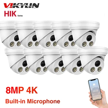 Vikylin 4K IP Kamera su PoE Full 8MP 5MP ColorVu Built-in Mic Judesio Aptikimo Plug&Play Hik NVR Vaizdo Stebėjimo Kameros