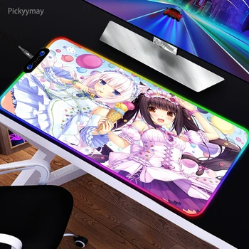 RGB Pelės Mygtukai Kawaii Girl Anime Chocola Nekopara Lentelė Kilimėlis PC Gamer, Klaviatūra, Žaidimų Reikmenys Stalo Kilimėlis Kilimėlis, LED Šviesos
