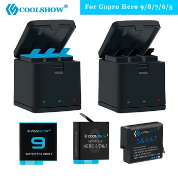 Originalus COOLSHOW už GoPro Hero 9 10 Baterija 1800mah / už GoPro Hero 8 7 6 5 Baterijos Veiksmų Fotoaparato bateria