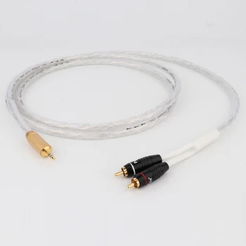 Aukštos Kokybės Hifi Audio 3.5 mm 2RCA plug Auksą, Padengtą Vyrų 6N OFC audio kabelis Hifi Atnaujinti Kabelis, CD DAC Stiprintuvas