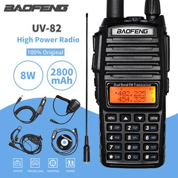Didelės Galios 8W Baofeng UV-82 Walkie Talkie UV82 dviejų dažnių VHF/UHF FM siųstuvas-imtuvas 10KM Ilgo Nuotolio Medžioklės Dviejų krypčių Kumpio ir CB Radijo ryšio