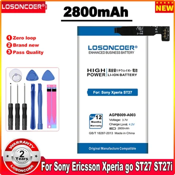 LOSONCOER 2800mAh AGPB009-A003 Sony Ericsson Xperia Go ST27A ST27 ST27i Mobiliojo Telefono Baterija