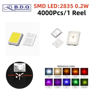 4000Pcs 2835 0.2 W SMD LED Raudona Mėlyna Žalia Balta Geltona RGB LED Lempos, Karoliukai Dydis 2835 Šviesos Diodų labai Šviesus Kokybės