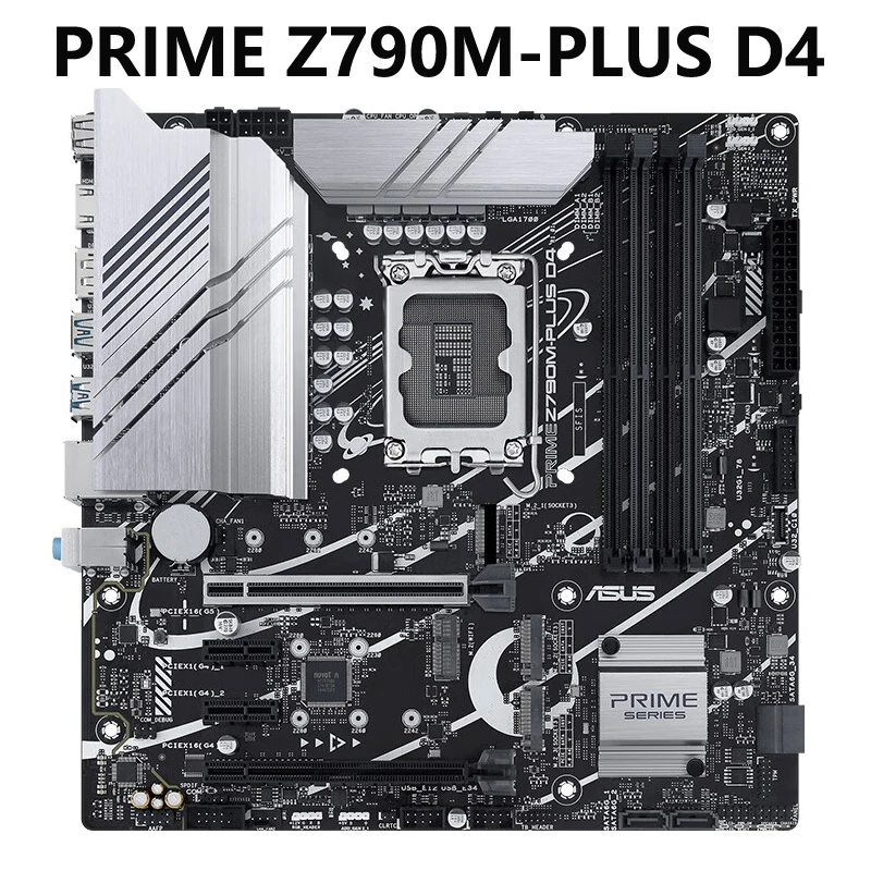 ASUS PRIME Z790M-PLIUS D4 LGA 1700 Intel 12&13 Gen MicroATX Plokštė PCIe 5.0, 3xM.2 Slots,10+1 DrMOS,DDR4,1Gb LAN,USB 3.2 - 0