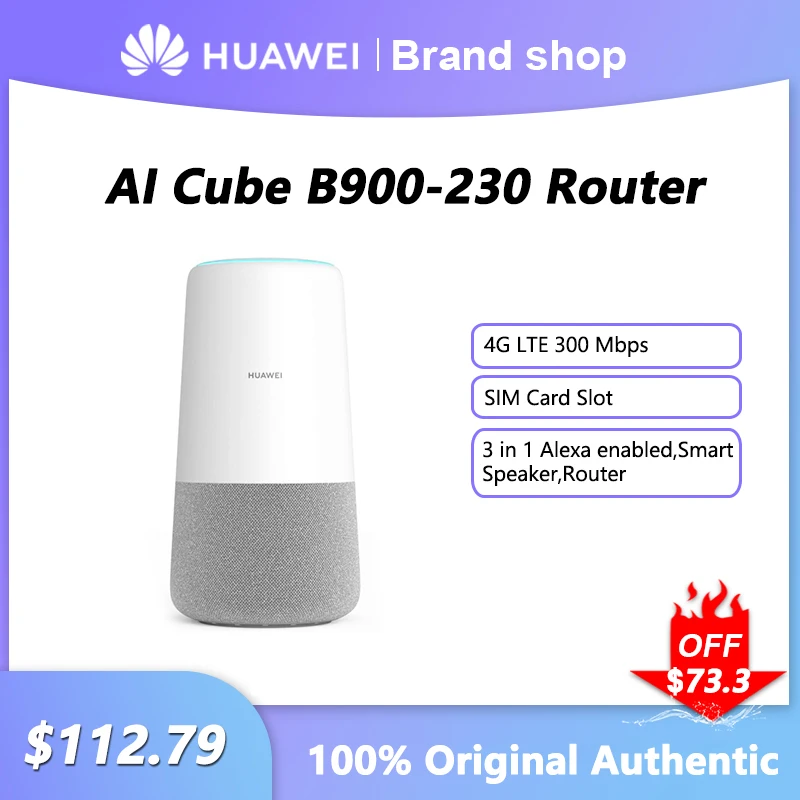 Atrakinta Huawei AI Kubo B900-230 WiFi Kartotuvas 300Mbps Didelės Spartos Sim Kortele 4G LTE Maršrutizatorių Už Alexa Leido Pažangų Garsiakalbį - 0