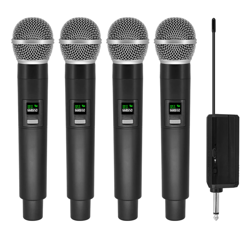 Bevielis Mikrofonas 2 Kanalų UHF Profesionalių rankinių Mic Micphone Šalies Karaoke Bažnyčios Rodyti Susitikimas（Baterija nepridedama - 0