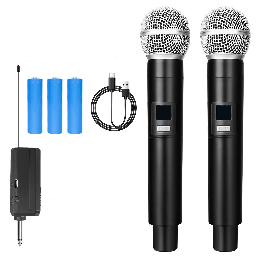 Bevielis Mikrofonas 2 Kanalų UHF Profesionalių rankinių Mic Micphone Šalies Karaoke Bažnyčios Rodyti Susitikimas（Baterija nepridedama - 3