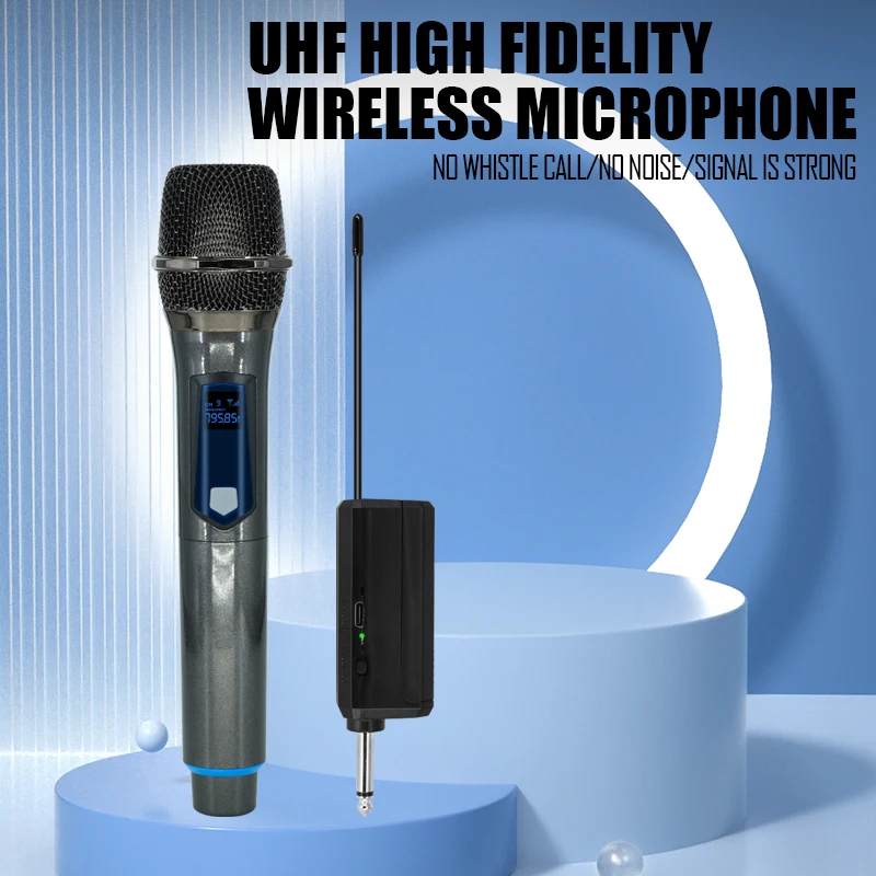 Bevielis Mikrofonas 2 Kanalų UHF Profesionalių rankinių Mic Micphone Šalies Karaoke Bažnyčios Rodyti Susitikimas（Baterija nepridedama - 4
