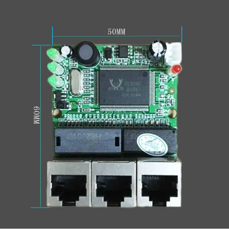 Greitai perjungti mini 3 port ethernet switch 10 / 100mbps rj45 tinklo jungiklis koncentratorius pcb modulis valdybos sistemos integracijos modulis - 4