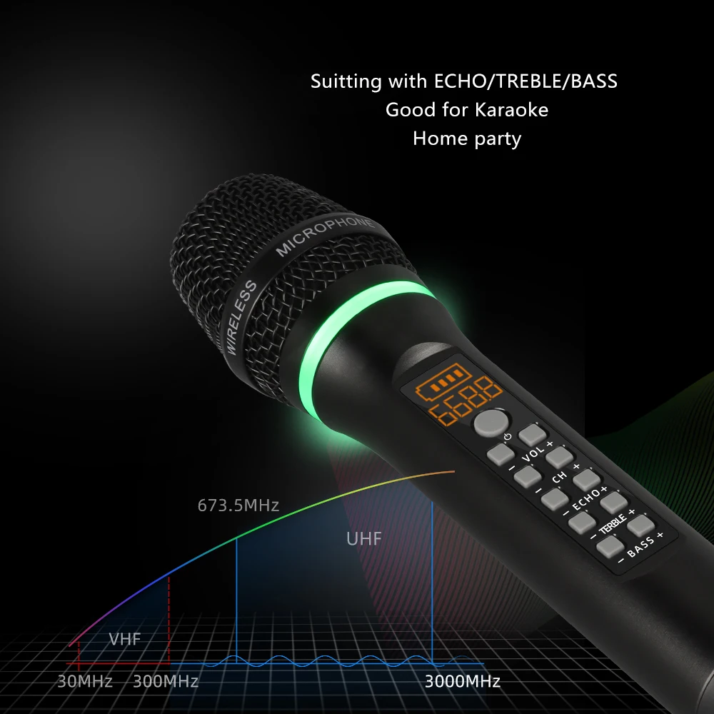 Karaoke Naudoti Įkrovimo Echo Kontrolės Nešiojamų Bevielis Mikrofonas - 4
