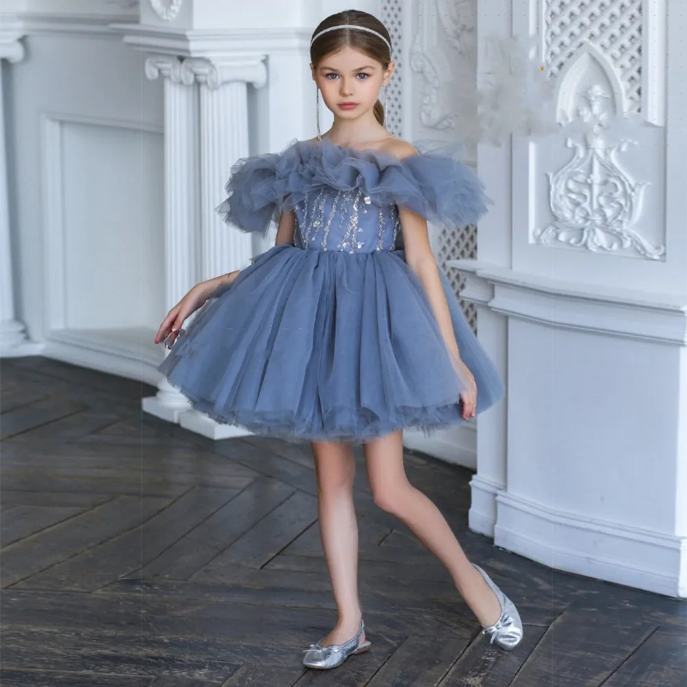 Nuo Peties Gėlių mergaičių Suknelės Princesė Kelio Ilgis Blizgučiais Merginos Inscenizacija Suknelė Vaikai Photoshoot - 0