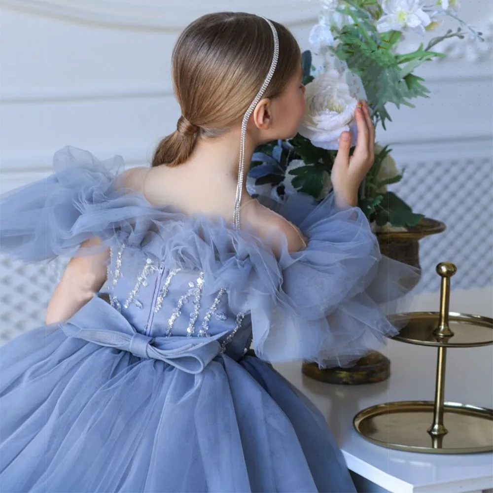 Nuo Peties Gėlių mergaičių Suknelės Princesė Kelio Ilgis Blizgučiais Merginos Inscenizacija Suknelė Vaikai Photoshoot - 1
