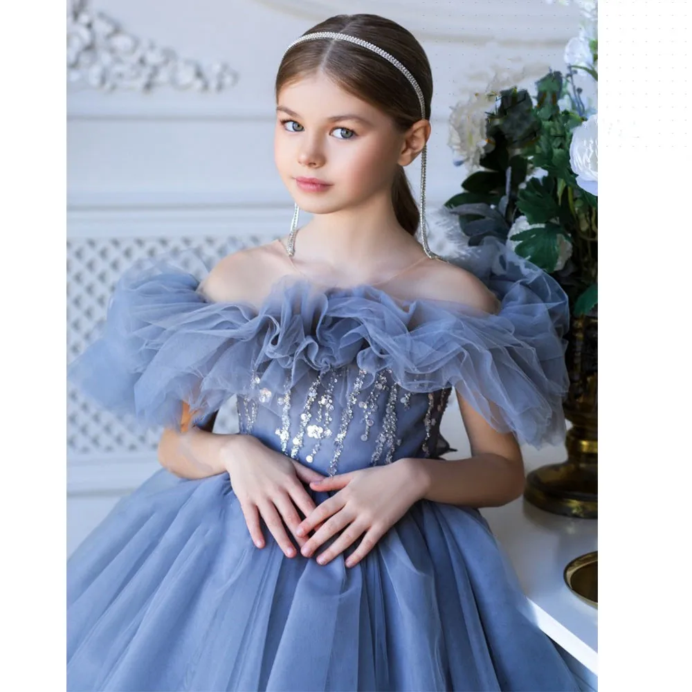 Nuo Peties Gėlių mergaičių Suknelės Princesė Kelio Ilgis Blizgučiais Merginos Inscenizacija Suknelė Vaikai Photoshoot - 2