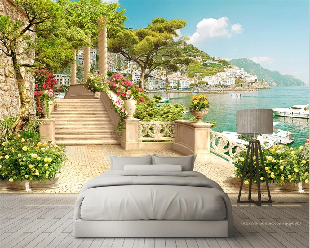 Pritaikyti Individualų modernus naujas miegamasis, svetainė, sodas, balkonai, laiptai lake view fone de papel parede tapetai - 3