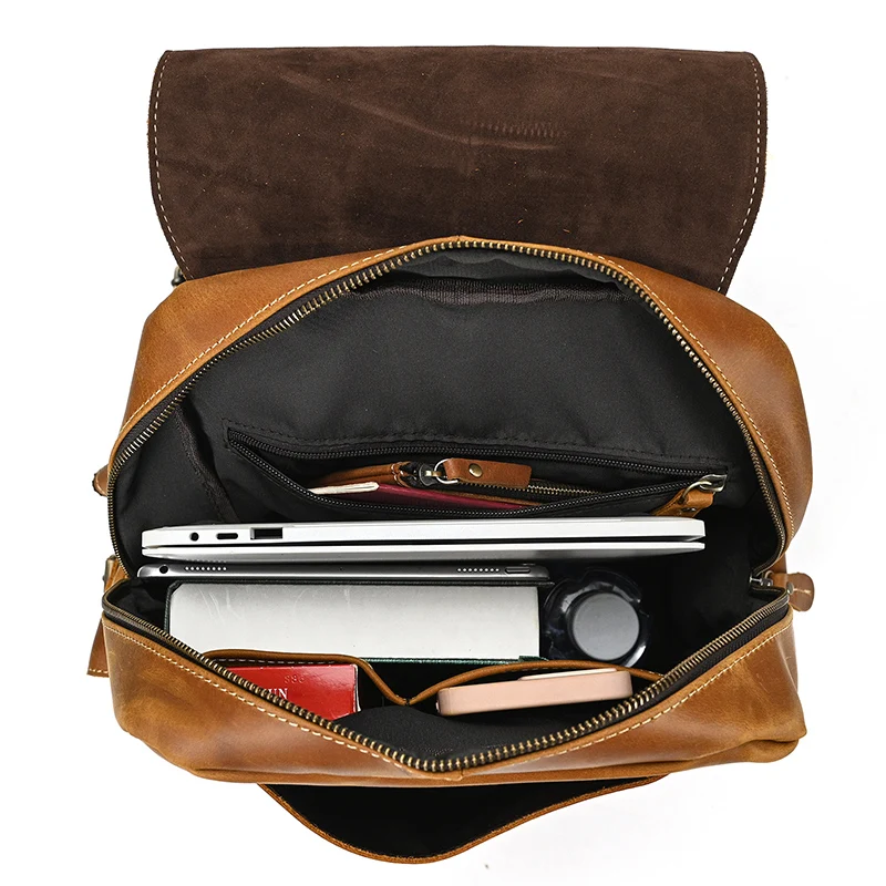 Retro odos kuprinė moterims, vyrams prabangos dizaineris natūralios odos nešiojamojo kompiuterio krepšys, kelioninis krepšys, vyrų, moterų daypack mokyklinės kuprinės - 5